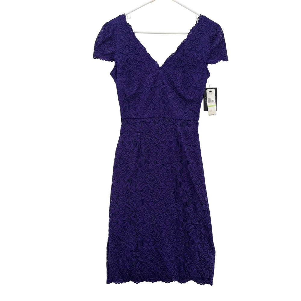 Laundry by Shelli Segal Lace Dress Womens 4 Sheath V Neck‎ Short Sleeve NWT